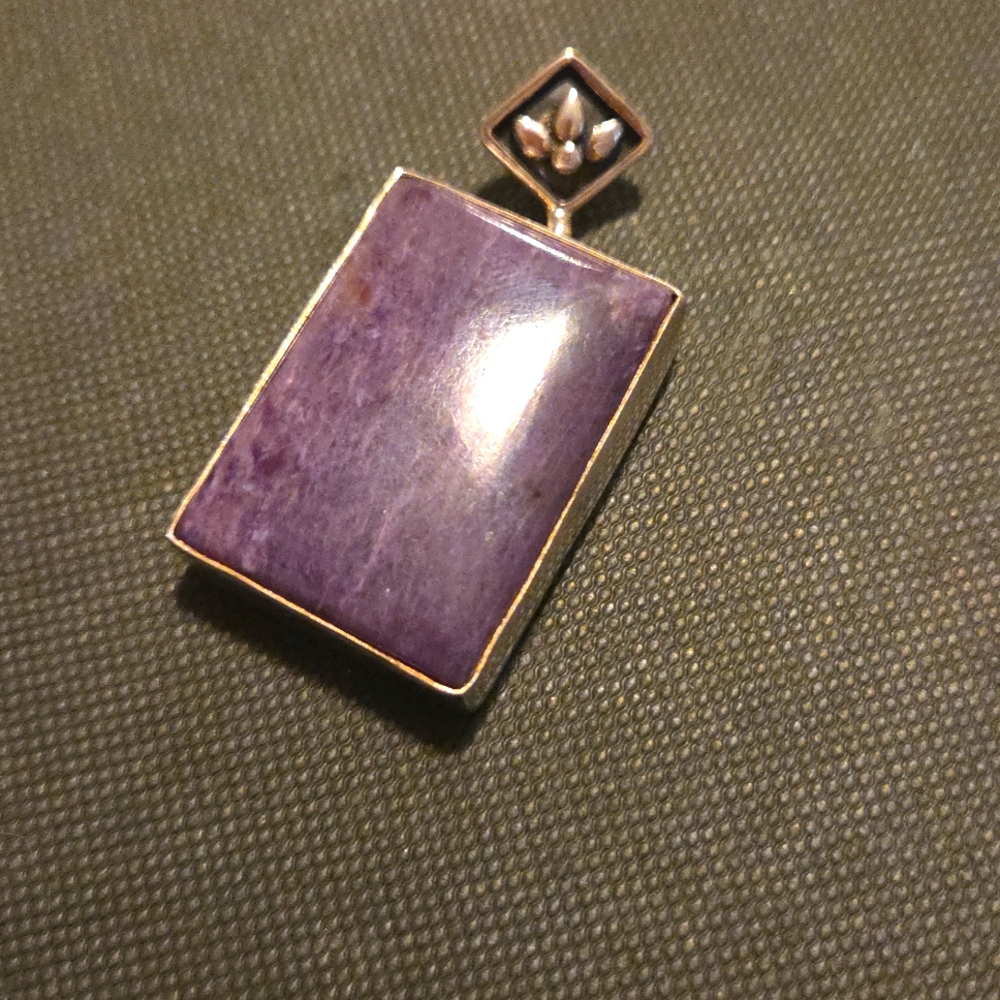 RARE Vintage Charoite Pendant with Solid 925 Sterling Silver